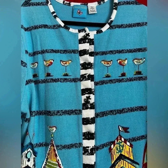 Spartelle sweater‎ cardigan Anchor Nautical Sz Small - Picture 3 of 9